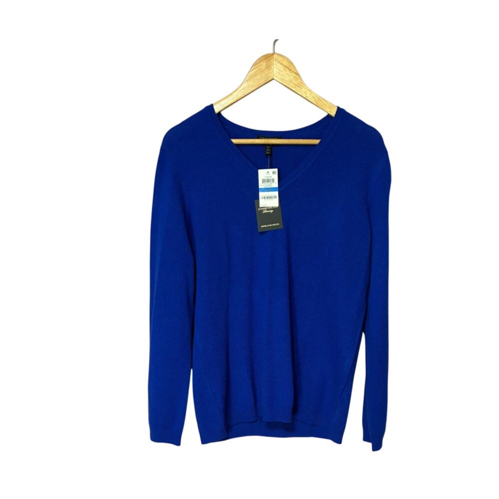 Charter Club Cashmere Sweater Blue V Neck Womens XL NWT New With Tags